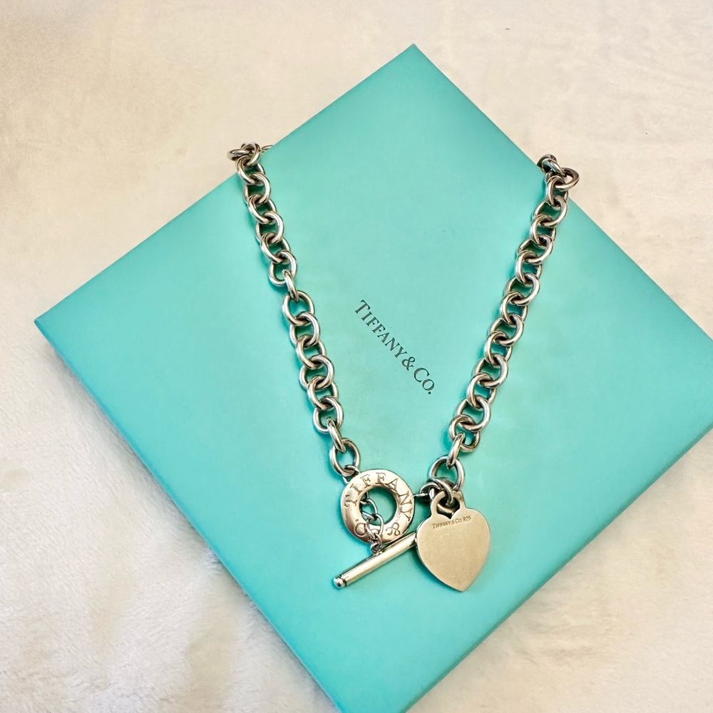 Please Return to Tiffany Silver Heart Tag Toggle Necklace AUTHENTIC